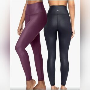 90 degree by Reflex faux leather ankle leggings. Size L. Color is a wine color.